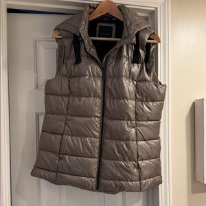 Bronze Puffer Vest with Hood